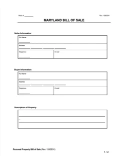 maryland bill of sale
