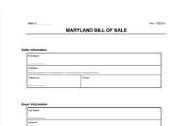 maryland bill of sale