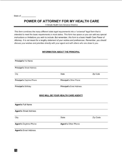 medical power of attorney form
