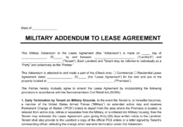 Military Lease Agreement Addendum Template