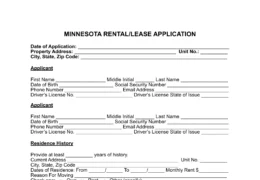 Minnesota Rental Application Form