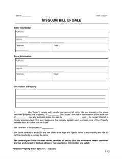 missouri bill of sale form template