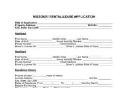 Missouri Rental Application Form