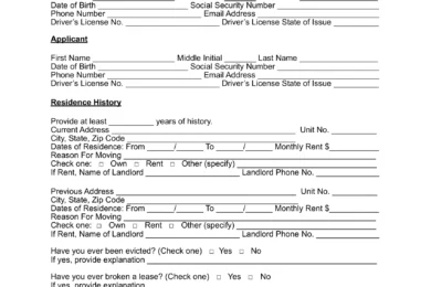 Missouri Rental Application Form
