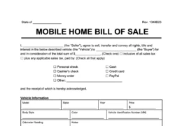 mobile home bill of sale