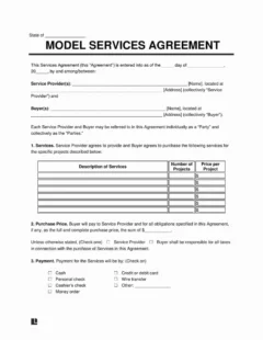 model services agreement template