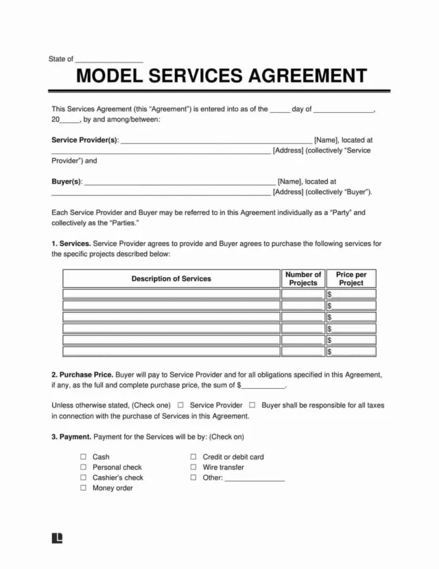 model services agreement template