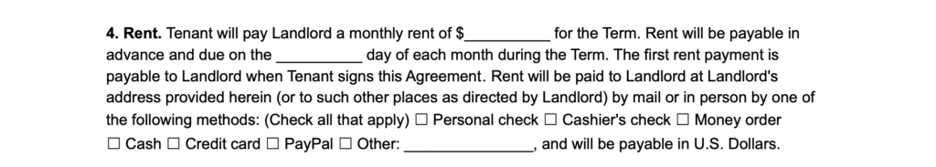 month to month lease rent