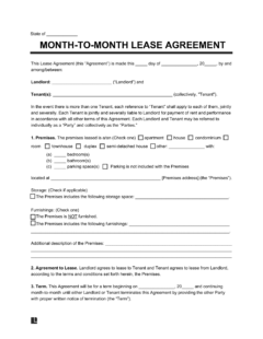 month to month residential lease agreement template