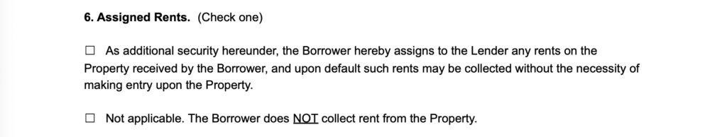 mortgage deed assigned rents