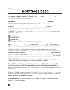 mortgage deed template