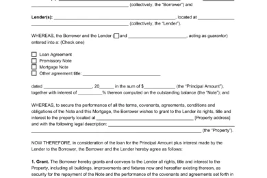 Sample of a mortgage deed template