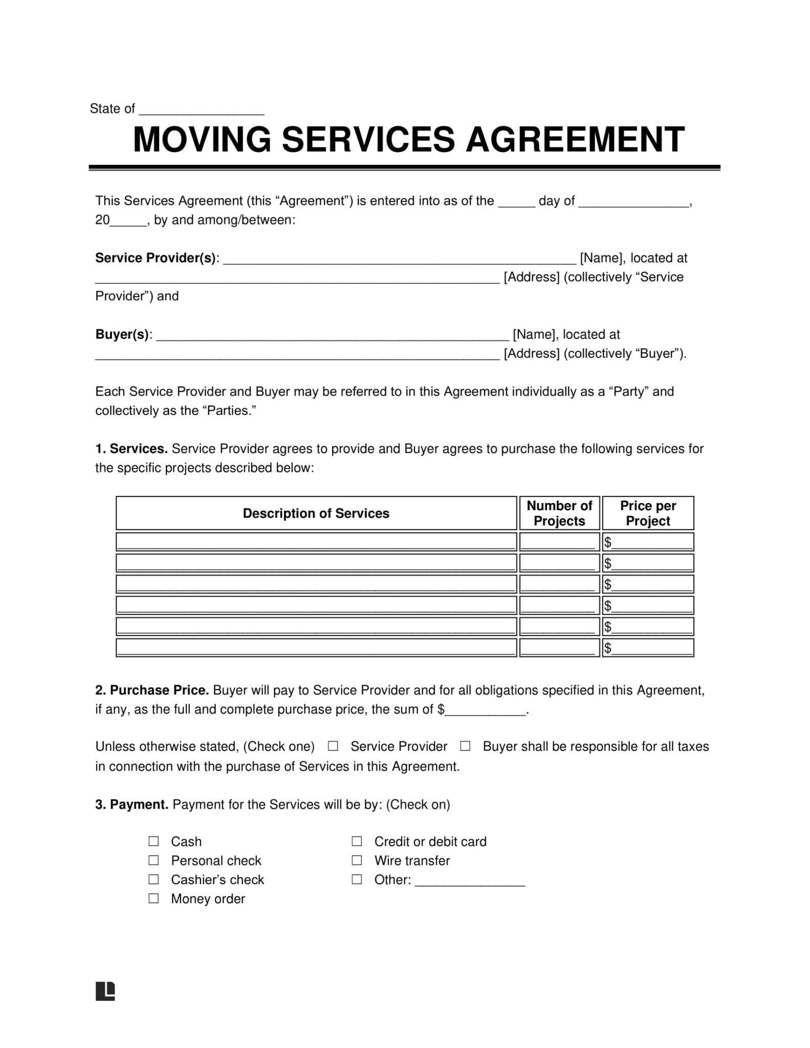 Free Moving Contract Template PDF & Word Legal Templates