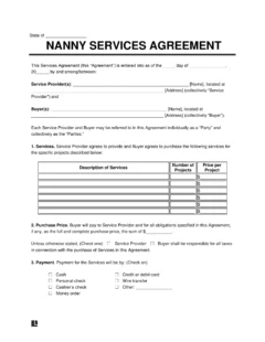 Nanny Service Agreement Template