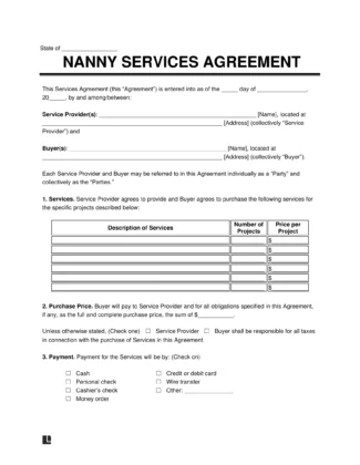 Nanny Service Agreement Template