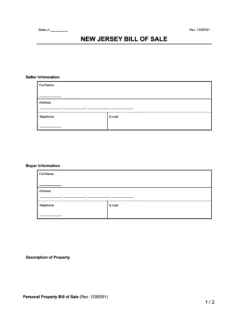 New Jersey Bill of Sale Form