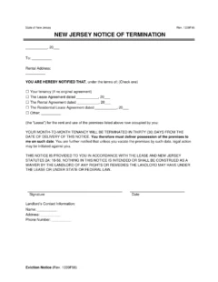 New Jersey 30-day Eviction Notice
