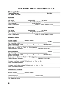 new jersey rental application form