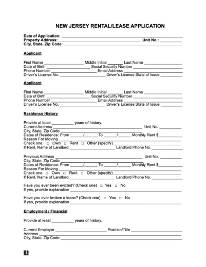 new jersey rental application form