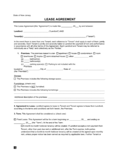 New Jersey Residential Lease Agreement | Legal Templates