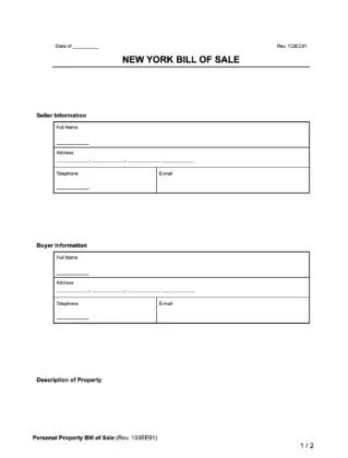 New York Bill of Sale Form