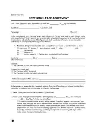 Free New York Residential Lease Agreement Template | PDF &amp; Word