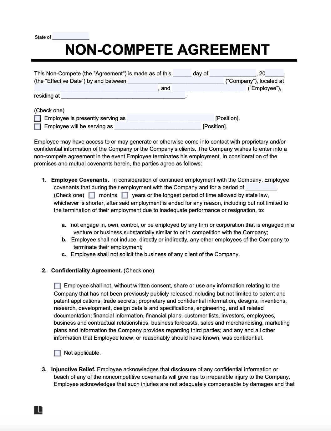 Non Compete Agreement Florida Template