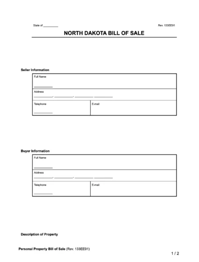 north dakota bill of sale