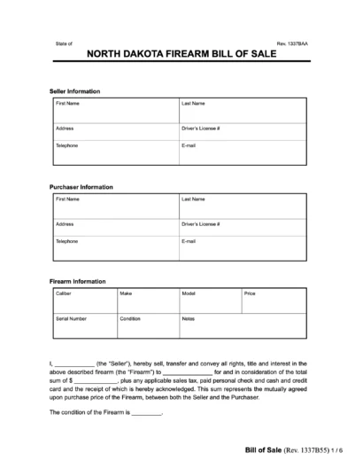 north dakota firearm bill of sale