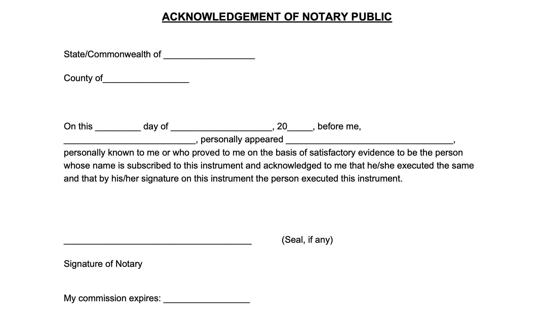 An example of where to insert notary acknowledgment in our employment verification letter