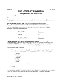 Ohio 3-Day Notice to Quit | Non-Payment of Rent