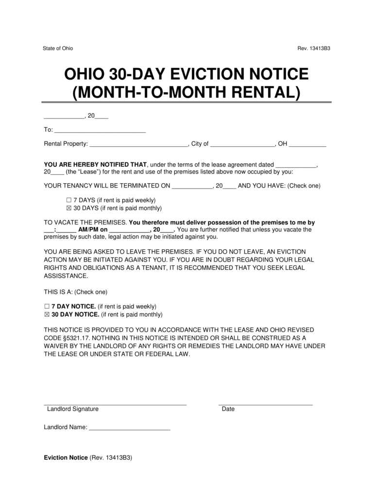 Free Ohio Eviction Notice Forms | PDF & Word Templates