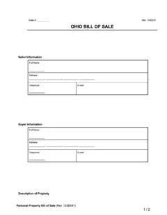 Ohio Bill of Sale Form