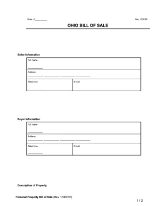 Ohio Bill of Sale Form