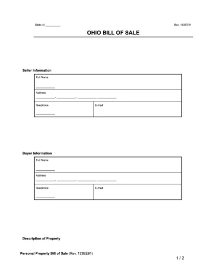 Ohio Bill of Sale Form