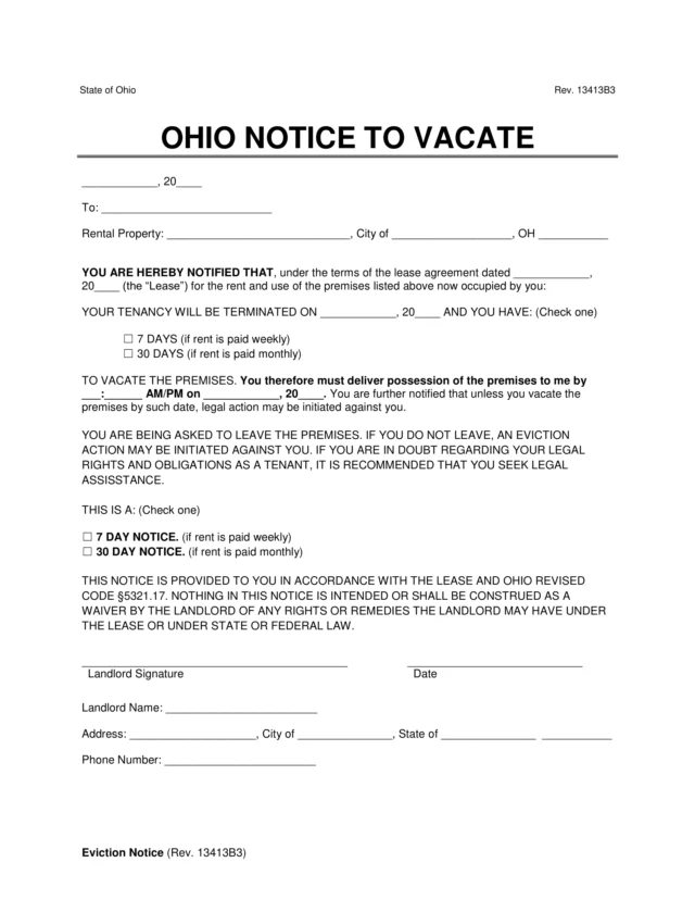 Ohio Termination Letters