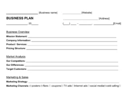 one page business plan