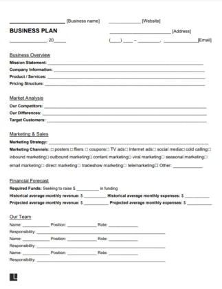 One-Page Business Plan Template