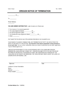 Oregon 30-day Eviction Notice