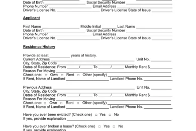 Oregon rental application form