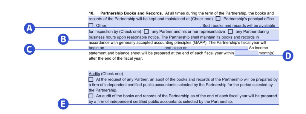 partnership agreement books and records