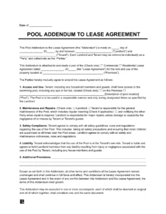 Pool & Spa Lease Agreement Addendum