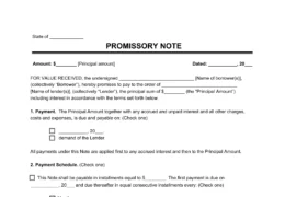 promissory note template