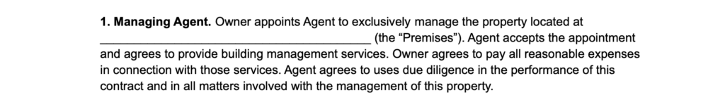 property management agreement agent name