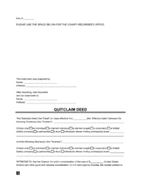 quitclaim deed form template