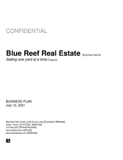 real estate business plan template