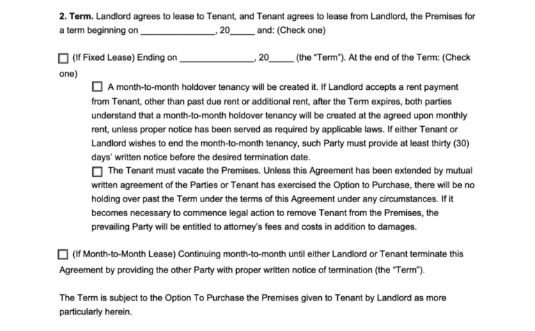 Free Rent-to-Own Lease Agreement Template | PDF &amp; Word