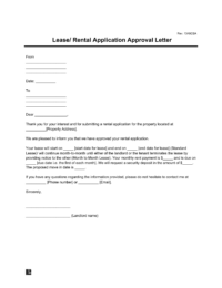 Free Rental Application Rejection Letter