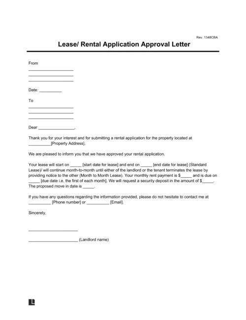 rental application approval letter
