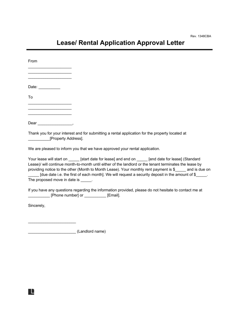 rental application approval letter